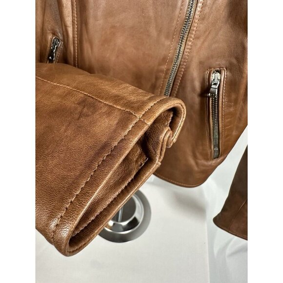 Factory Firenze Soft Italian Leather Women’s Jacket Sz M Zip Front,SleevesPocket - Picture 3 of 12